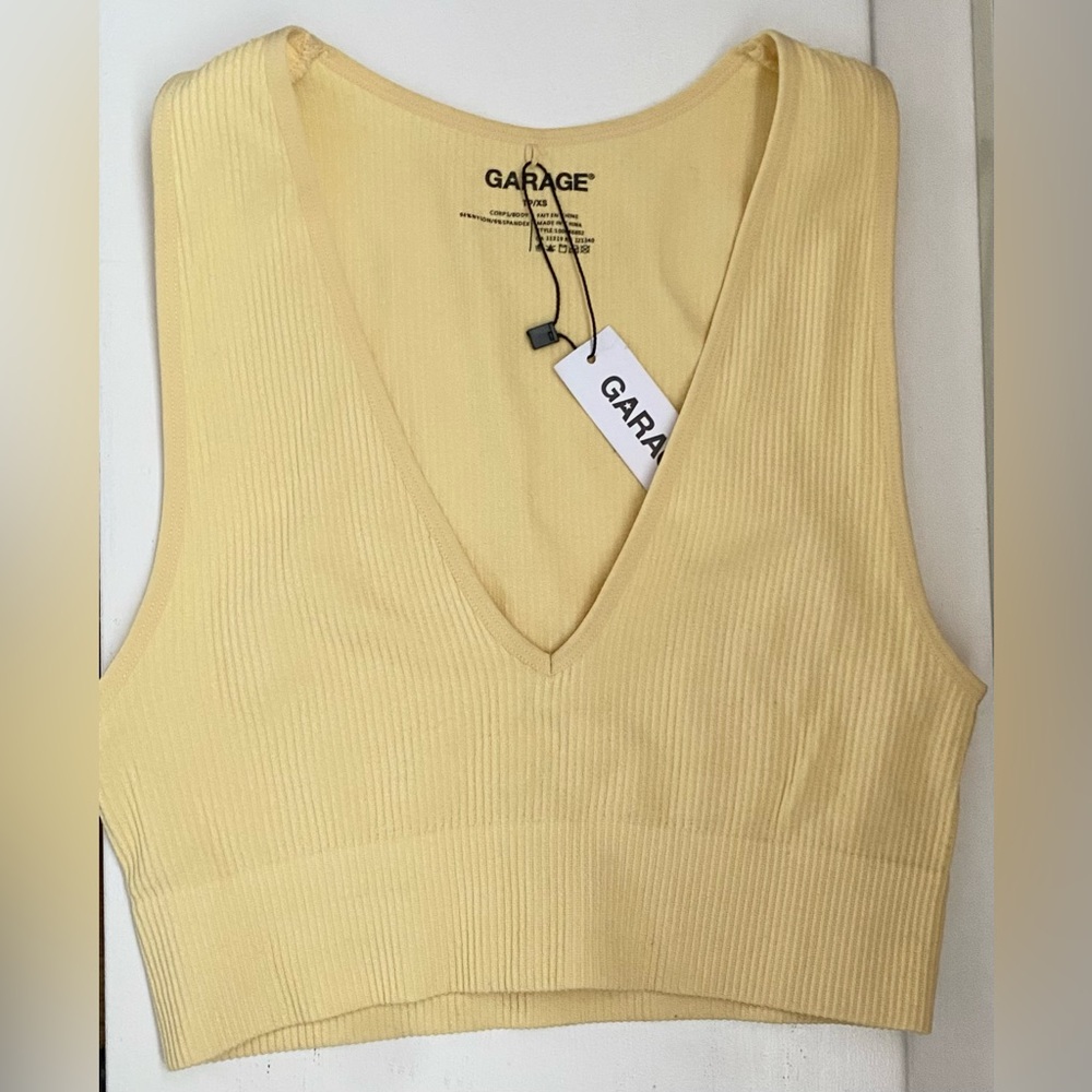 Garage Ribbed Plunge Tank Top - NWT